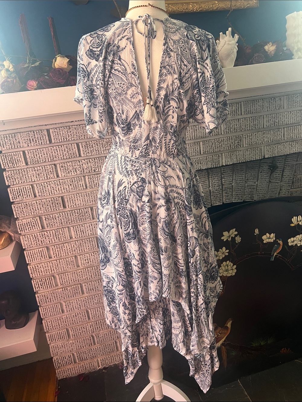 Lovestitch Navy Floral Wrap High-Low Dress - Picture 3 of 4